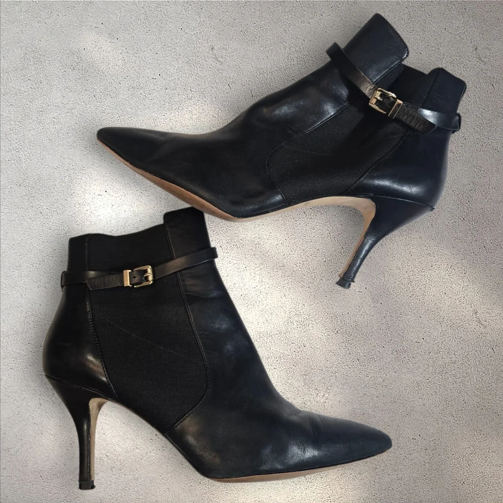 Michael Kors The Jet Set 6‎ Black Heeled Pull On Ankle Boots Booties Size 10
